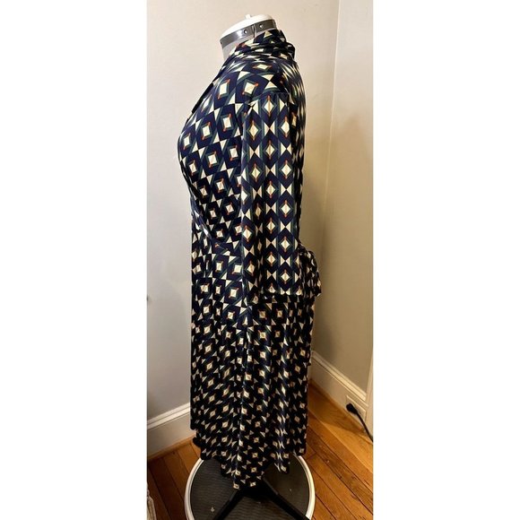 Audrey Whitmore Greenwhich Elbow Sleeve Wrap Dress geometric Print size 2x EUC - Picture 6 of 16